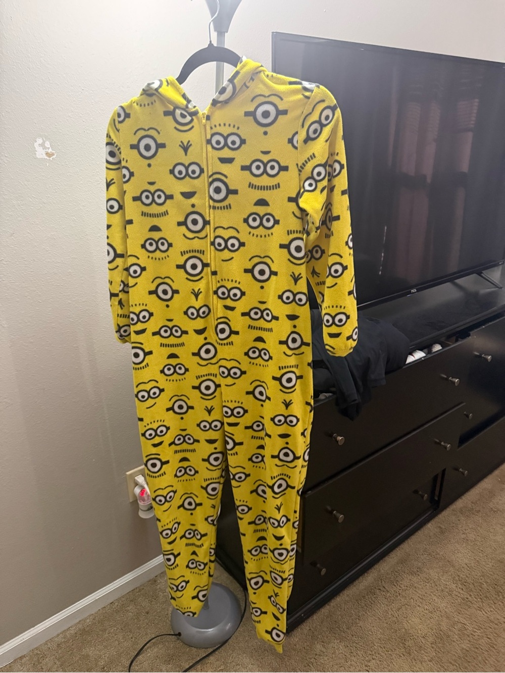 Minions Yellow Fleece One-Piece Hooded Pajama